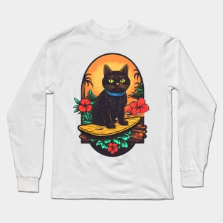 Tropical Vintage Kitty Long Sleeve T-Shirt